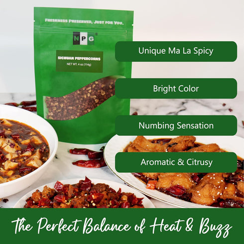 NPG Premium Szechuan Red Peppercorns Whole Peppercorns 4 Ounces, Mouth-numbing Spice for Chinese Cuisine