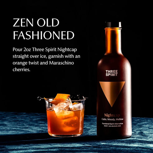 50cl Three Spirit Non-Alcoholic Alternative Spirit - The Nightcap, | Alt-Whiskey | Unwind & Chillout with Adaptogens