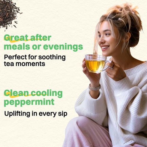 50 Count Hiihone Peppermint Tea Bags Pure Peppermint Mint Tea, Caffeine-Free Herbal Tea, Minty & Refreshing, Non-GMO