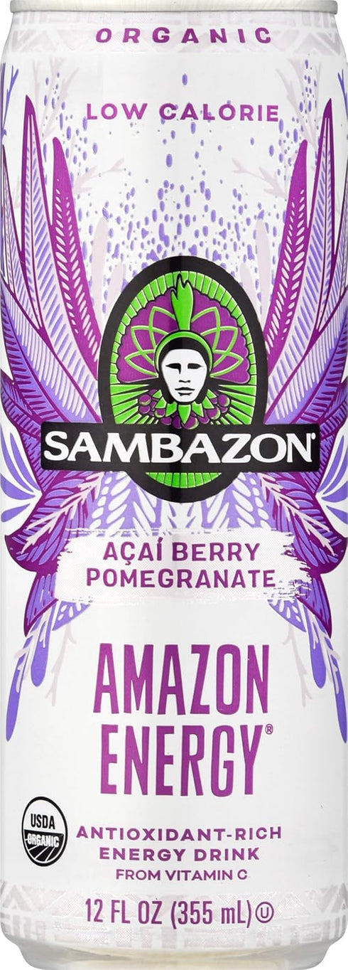 Sambazon Acai Berry Pomegranate, Energy Drink, 12 Fl Oz Can