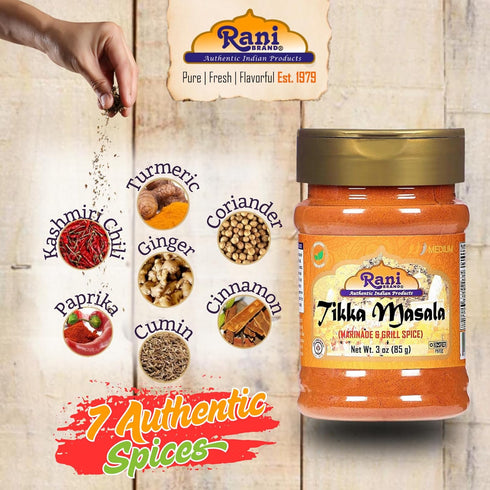 7-Spice 3oz (85g) Rani Tikka Masala Indian Blend PET Jar ~ All Natural | Salt-Free | Vegan | No Colors | Gluten