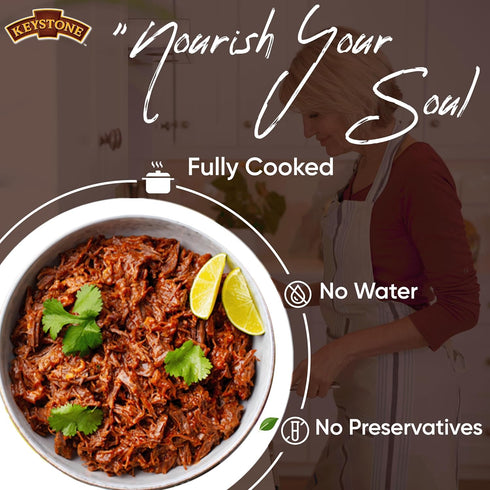 14.5 oz 5-Year Pack 4 Keystone Meats All Natural Heat and Serve Canned Beef Fully Cooked Canned Meat Ready to Eat Shelf