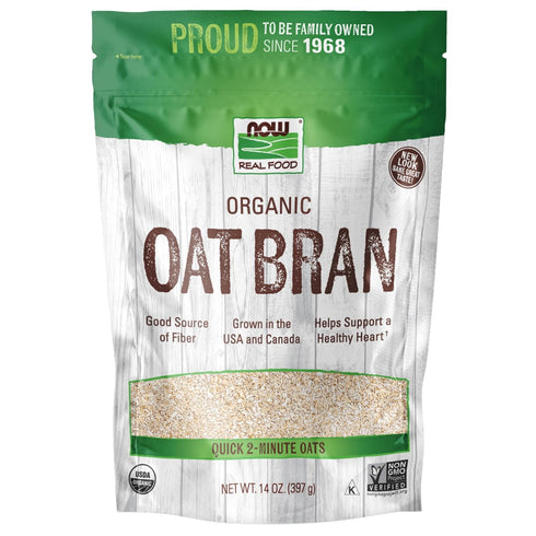 NOW Foods, Organic Oat Bran, Source of Fiber and Protein, USA Grown,