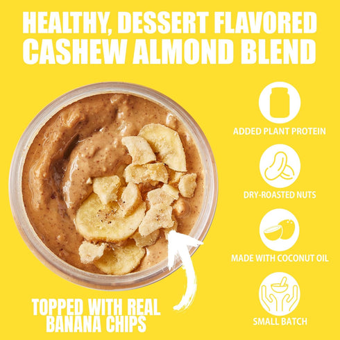 Fit Butters Banana Maple French Toast Cashew Almond Butter Vegan Spread - Added Protein and Coconut Oil, Low Carb, Low