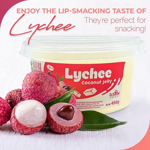 14 Fusion Select Lychee Jelly Coconut Jelly with Fruit Flavored for Bubble Tea, Yogurt, Ice Cream, Beverage, Fruit Tea