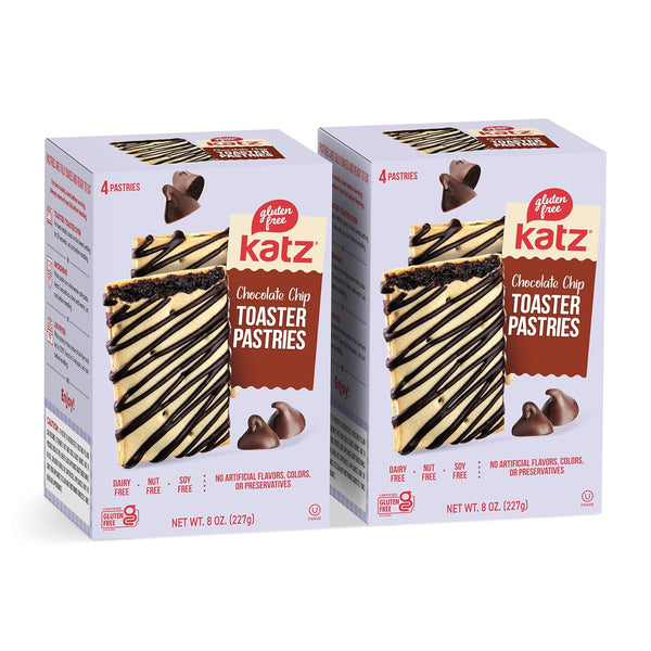 Katz Gluten Free Chocolate Chip Toaster Pastries. Breakfast Foods Snacks. Free of