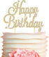 Happy Birthday Cake Topper - Premium Gold Metal, Sparkly Rhinestone Decoration Makes a Great Centerpiece