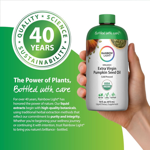 16 Oz 6 9 Rainbow Light Organic Extra Virgin Pumpkin Seed Oil | Fl | Cold Pressed Liquid Extract | Potent Source