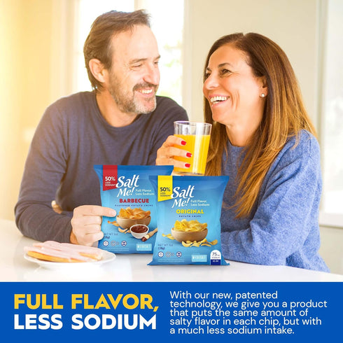 24 count 1oz 50% SaltMe! Variety Potato Chips - Bags - Less Sodium, Kosher, Non-GMO, Gluten Free - Less Salt, Great