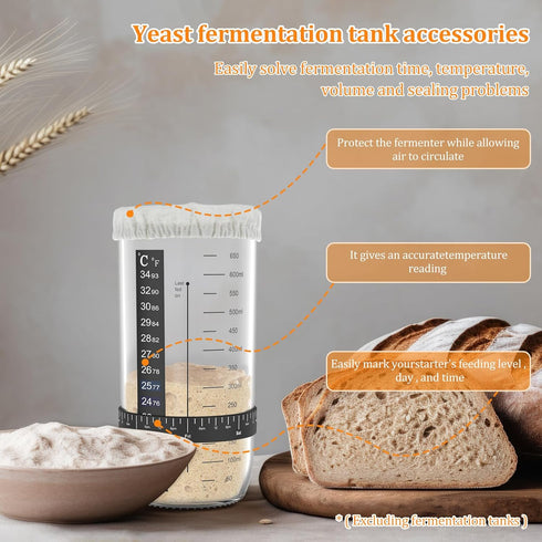 ZJRDYYK 7PCS Set, Sourdough Starter Jar Kit Replacement No Jar Included, Sourdough Date Marked Feeding Band, Sourdough