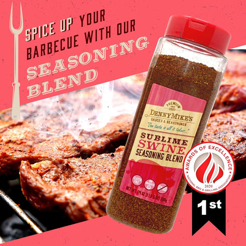 DennyMike’s Sublime Swine Seasoning Blend, All Natural Spices and Seasonings, Low Sodium and Keto-Friendly Chili Seasoning Mix, BBQ Rub for Cooking, Smoking, and Grilling, 24 oz