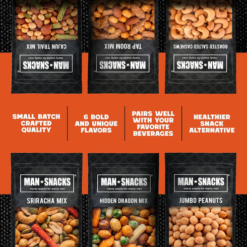6 Set Nut Gift Basket for Men Birthday Gifts for Men with Gourmet Nut Varieties Resealable Snack Pouches Gift for Dad