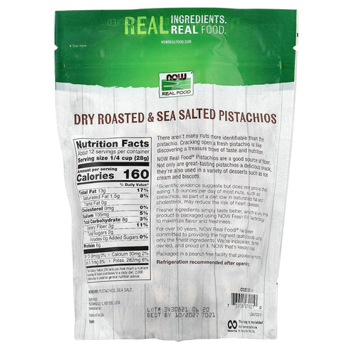 Pistachios-12 oz NOW Foods Salted