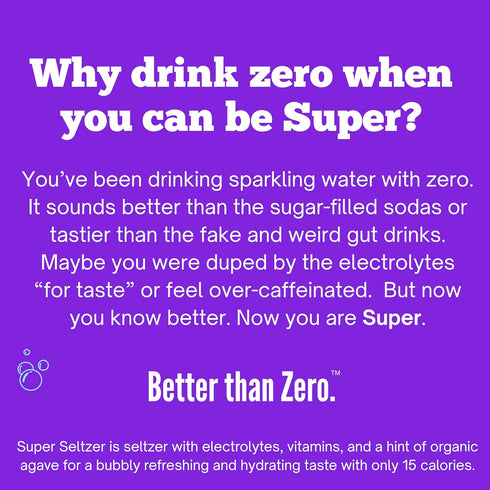12 Oz, Pack 12 Super Seltzer Sparkling Water with Electrolytes and Vitamins, Grape Naturally Flavored, Fl of cans
