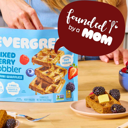 100% 1 9 Frozen Evergreen Mixed Berry Cobbler Waffles, Whole Grain, Full Combined Serving of Fruits & Veggies, No
