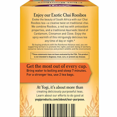 16 Pack (4 Packs) Yogi Tea Chai Rooibos Tea - Tea Bags per - Spiced Organic Rooibos Tea - Provides Antioxidants