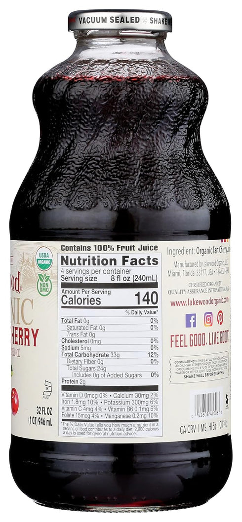 32 oz Lakewood, Organic Pure Cherry Tart Juice