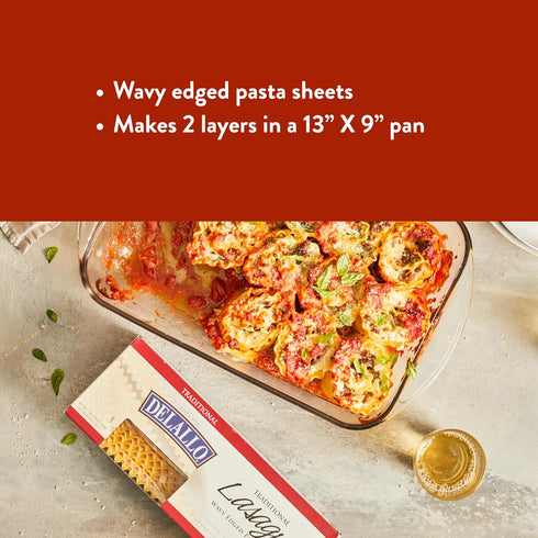 13.2 100% (4 Pack) DeLallo Lasagna Sheets, Ounce Box, Classic Italian Recipe, Made with Durum Wheat Semolina Flour