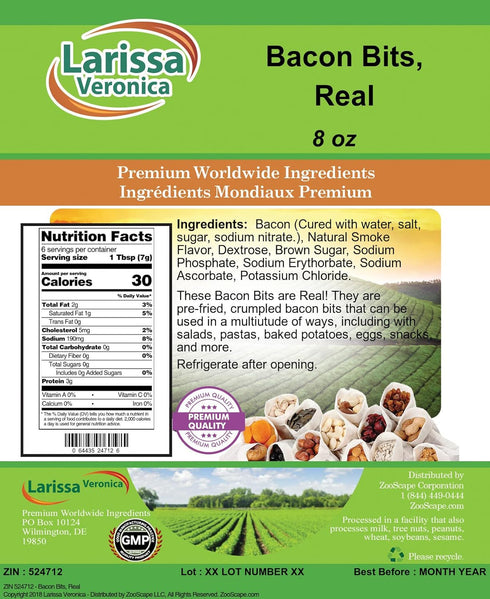 Larissa Veronica (8 oz, 524712) Bacon Bits, Real ZIN: