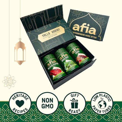 Set Set (Pack 3) Afia Mediterranean Pantry Spices Gift | Aleppo Pepper, Dried Mint & Sumac | Seasoning for Steak