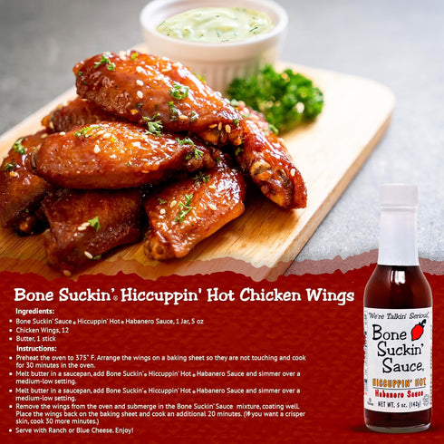 5 oz. Bone Suckin' Hiccuppin' Hot Habanero Sauce - - Mother Nature's Habanero Heat Infusion - Perfect on All Foods