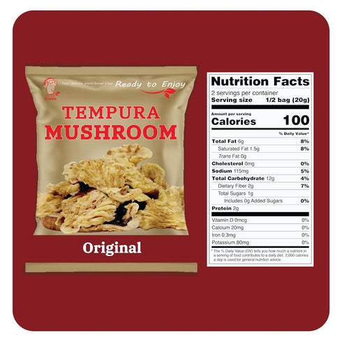 1.41oz (6 Pack) BITETUOSO Tempura Mushroom Chips, Tempura-Style Mushroom Snack, Ready-to-Eat Crispy Oyster Mushrooms