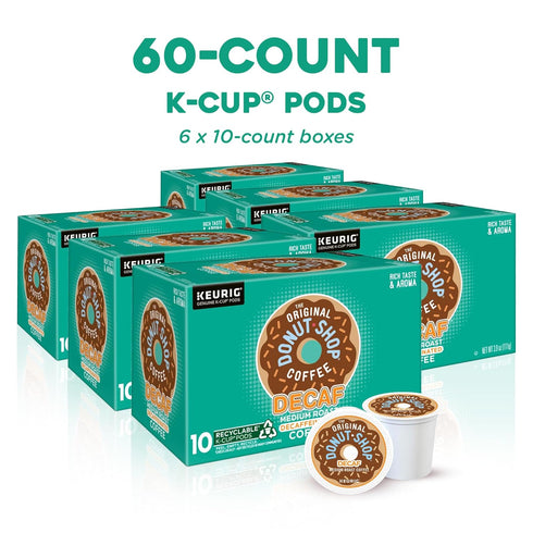 60 Count (6 Packs 10) The Original Donut Shop Decaf Keurig Single-Serve K-Cup Pods, Medium Roast Coffee