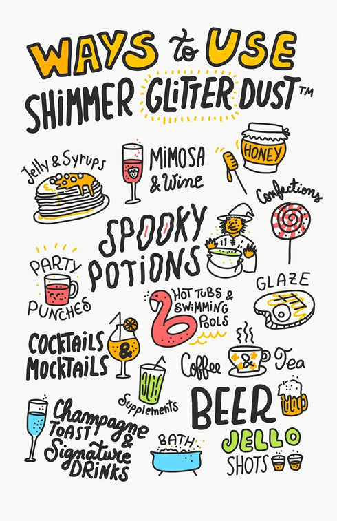 Edible Glitter for Drinks, Shiny Silver Shimmer Beverage Dust for Cocktails, Beer, Wine - 3 gram Shaker