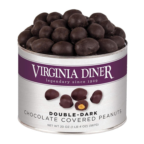 Virginia Diner Natural Virginia Dark Chocolatey Covered Peanuts, Gourmet Gift Tin, 20