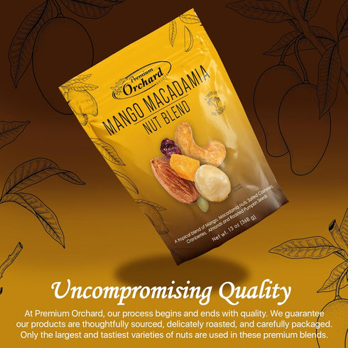 Premium Orchard Deluxe Mango Macadamia Nut Blend | Tropical Trail Mix | Gluten Free Fruit and Nut Mix | Healthy Snacks