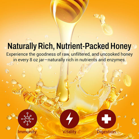 (8 Bee Natural South Florida Wildflower Honey - Natural, Pure, Unfiltered and Uncooked Honey | Kosher Certified | Ideal