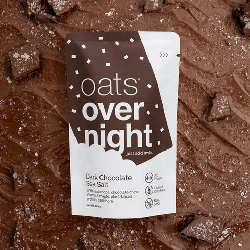 10g (2.2 oz (8 Pack) Oats Overnight - Dark Chocolate Sea Salt - Vegan, Protein, High Fiber Breakfast Shake - Gluten