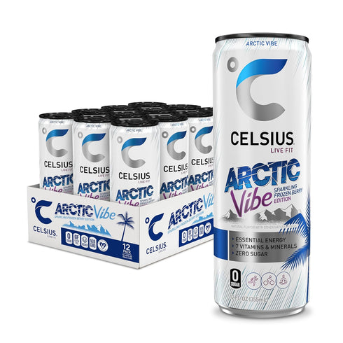 CELSIUS ARCTIC VIBE Sparkling Frozen Berry, Sugar Free Energy Drink, 12 Fl