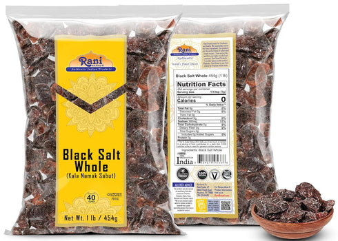 16oz (1lb) 454g Rani Black Salt Raw Whole (Kala Namak) Mineral ~ Unrefined, Pure and Natural | Vegan | Gluten Friendly