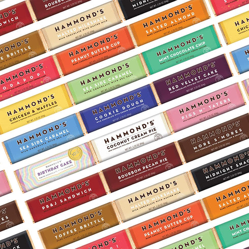 Hammonds Pack 5 Candies Gourmet Chocolate Candy Bars PB&J Sandwich | Sweet Milk Chocolate, Peanut Butter and Jelly