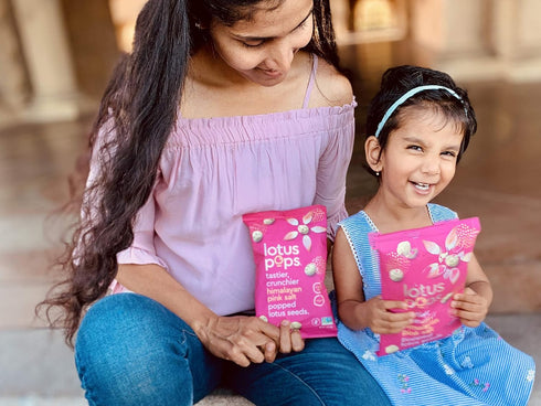 Lotus Pops - Popped Lotus Seed Snacks, Low Calorie Gluten Free and Vegan Snacks, Himalayan Pink Salt 4 Packs