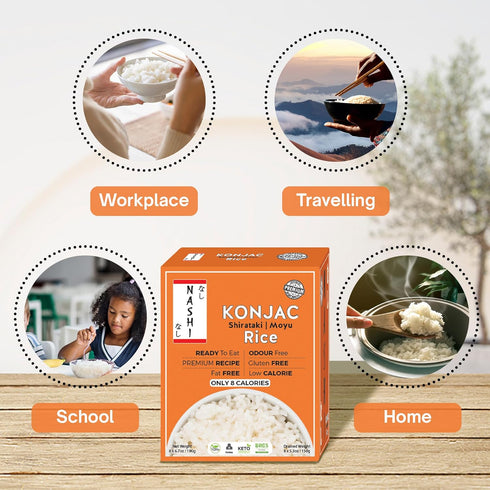 (8190g) Nashi Shirataki Konjac Moyu Rice - Low Fat, Glucomannan Premium Recipe, Keto friendly, Suitable for Vegan