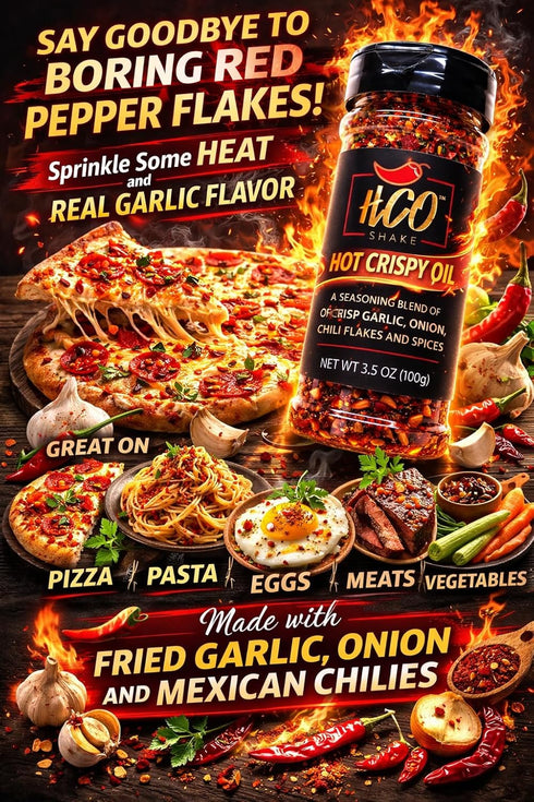 HCO Shake by Hot Crispy Oil | Say Good-Bye to Boring Red Pepper Flakes! An All-Purpose Seasoning Blend of Crisp Garlic