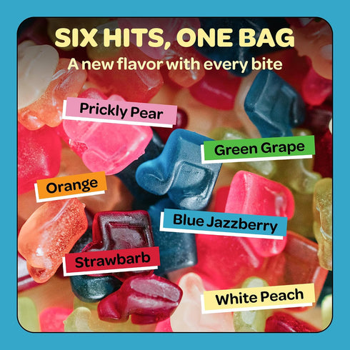 6 Pack Gummies 6 Gummies Gummy 90 Sweet Stash Jams Fruit Flavor Mix Gluten Free Made with Natural Ingredients Music