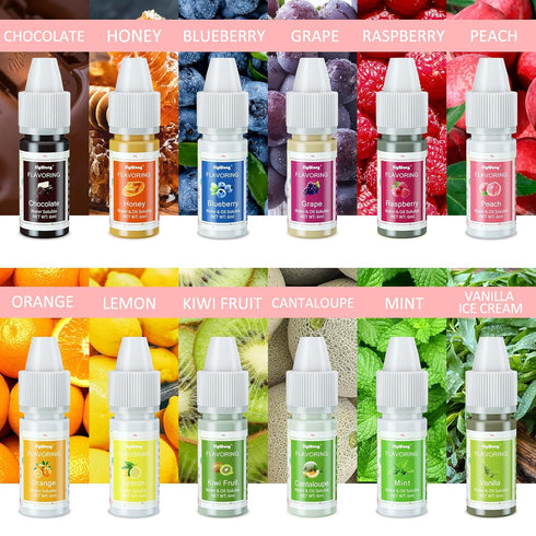 Food Flavoring Oil - 24 Liquid Lip Gloss Flavoring Oils for Lip Balm, Baking, Cooking, Soap, Slime Making - .25 Fl Oz