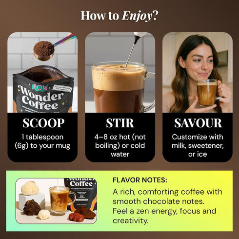 (50 28 POW Wonder Coffee Premium Adaptogenic Mushroom Coffee for Focus & Calm Energy with Lions Mane, Chaga, Reishi