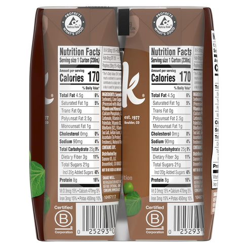 8 oz., 6 Pack Silk Shelf-Stable Soy Milk Singles, Chocolate, Dairy-Free, Vegan, Non-GMO Project Verified