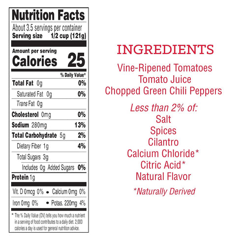 14.5oz (Pack 6) Red Gold Petite Diced Tomatoes Green Chilies, Can