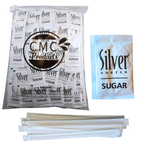 Sugar Packets 250 Count (2.8g Each) with Stir Sticks in Resealable CMC
