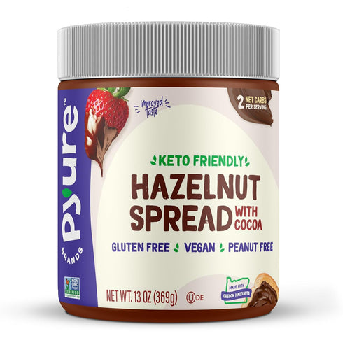 Pyure Keto Hazelnut Chocolate Spread, Sugar-Free, Low Carb, Vegan Nutella Alternative, 13 oz Jar