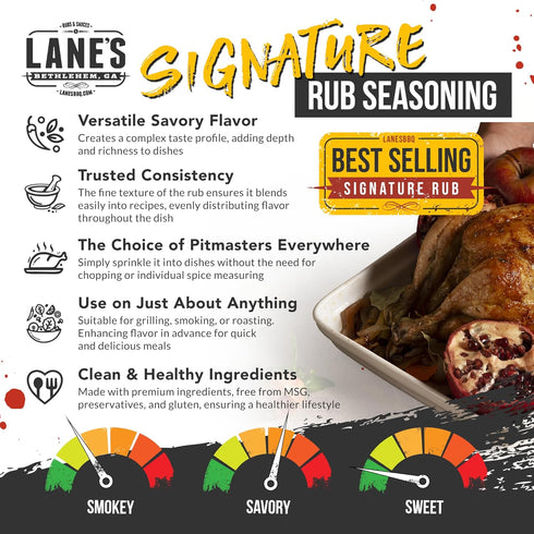 12.2 Oz Lane's Signature BBQ Seasoning Rub, All-Natural BBQ Seasonings and Rubs, Perfect for Beef, Meat, Chicken & Pork