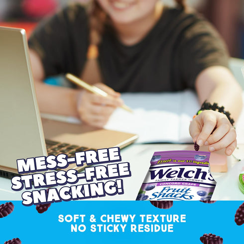 5oz Packs (Pack 12) Welch's Fruit Snacks, Concord Grape Snack Box, Gluten Free, Snack