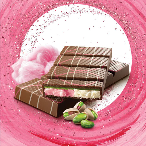 5.29 Oz, Fiorella Dubai Angel Hair Chocolate Bar Pink & White Cotton Candy, Luxurious Milk Chocolate with a Heavenly