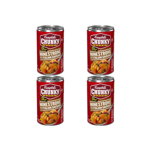 Campbells Chunky Soup, Minestrone with Italian Sausage Soup, 18.8 Oz Can (Pack