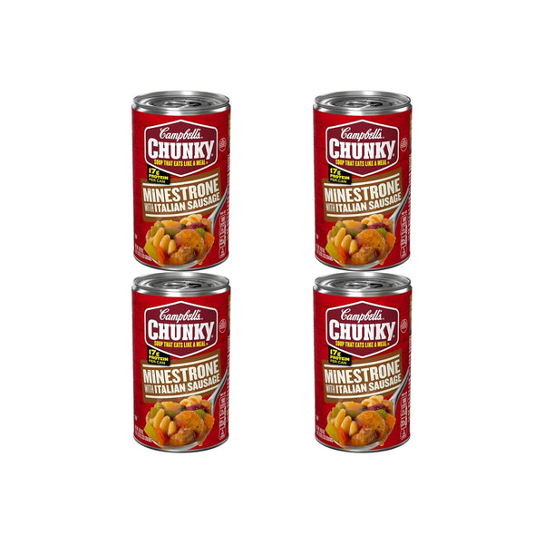 Campbells Chunky Soup, Minestrone with Italian Sausage Soup, 18.8 Oz Can (Pack
